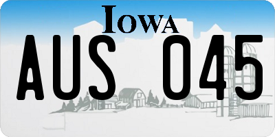 IA license plate AUS045