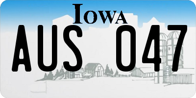 IA license plate AUS047