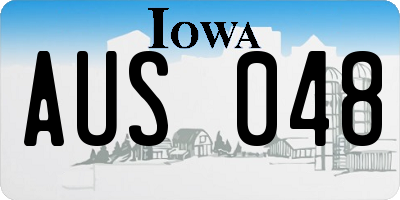IA license plate AUS048
