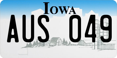 IA license plate AUS049