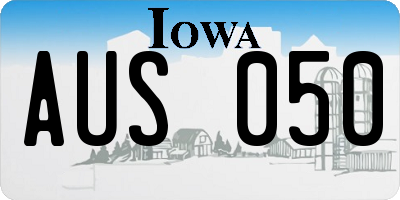IA license plate AUS050
