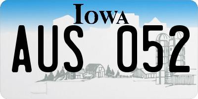 IA license plate AUS052