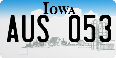IA license plate AUS053