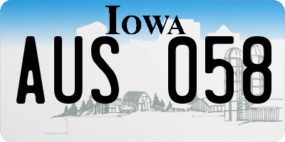 IA license plate AUS058