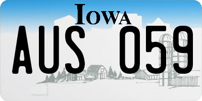 IA license plate AUS059