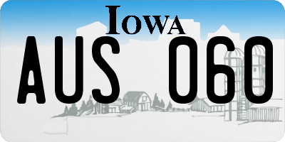 IA license plate AUS060