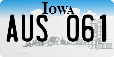 IA license plate AUS061