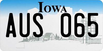 IA license plate AUS065