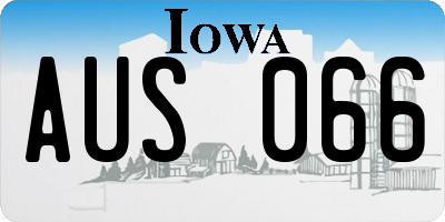 IA license plate AUS066