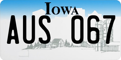 IA license plate AUS067