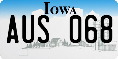 IA license plate AUS068