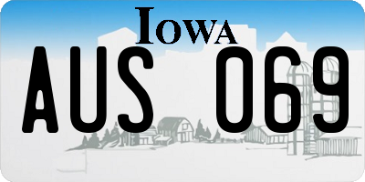 IA license plate AUS069