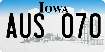 IA license plate AUS070