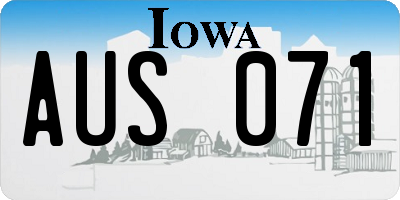 IA license plate AUS071