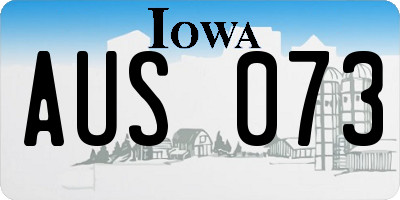 IA license plate AUS073