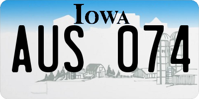 IA license plate AUS074