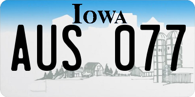 IA license plate AUS077
