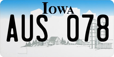 IA license plate AUS078