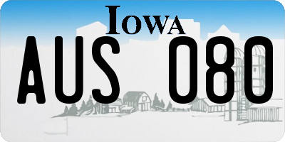 IA license plate AUS080