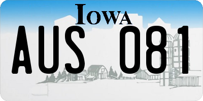 IA license plate AUS081