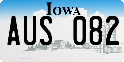 IA license plate AUS082