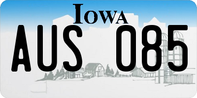 IA license plate AUS085