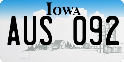 IA license plate AUS092