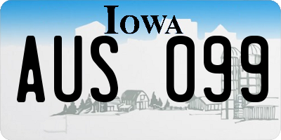 IA license plate AUS099