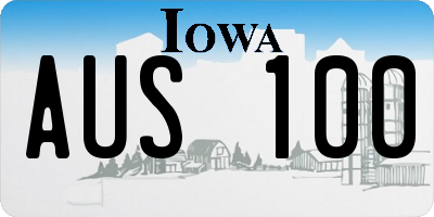 IA license plate AUS100