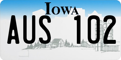 IA license plate AUS102