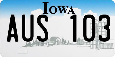 IA license plate AUS103