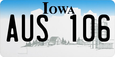 IA license plate AUS106