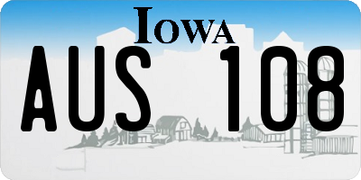IA license plate AUS108