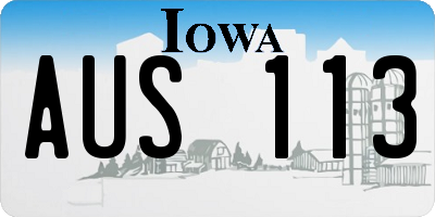IA license plate AUS113