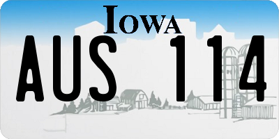 IA license plate AUS114