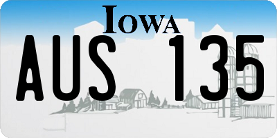 IA license plate AUS135