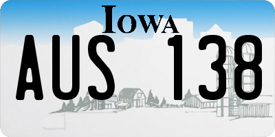 IA license plate AUS138