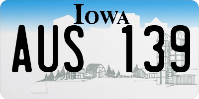 IA license plate AUS139