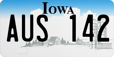 IA license plate AUS142