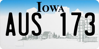 IA license plate AUS173