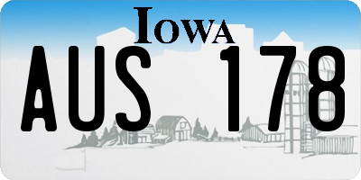 IA license plate AUS178