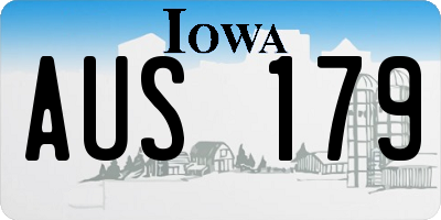 IA license plate AUS179