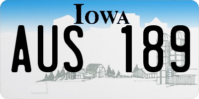 IA license plate AUS189