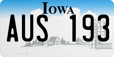 IA license plate AUS193
