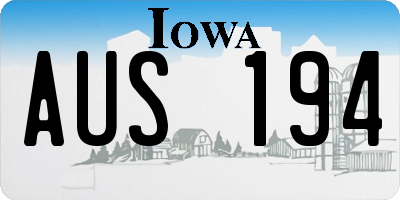 IA license plate AUS194