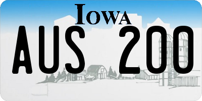 IA license plate AUS200