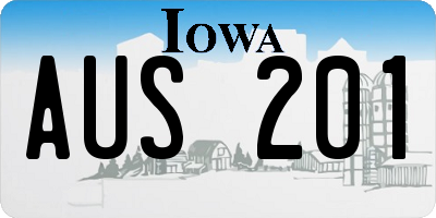 IA license plate AUS201