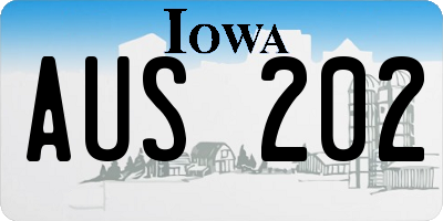 IA license plate AUS202