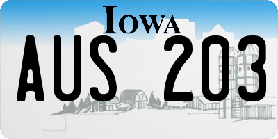 IA license plate AUS203