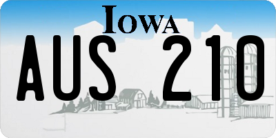 IA license plate AUS210